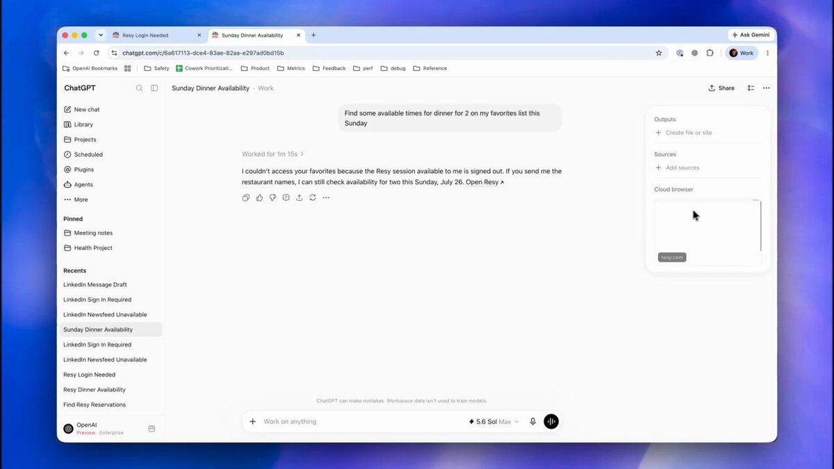 Original video thumbnail: OpenAI Developers - ChatGPT Work agents now support authenticated website access