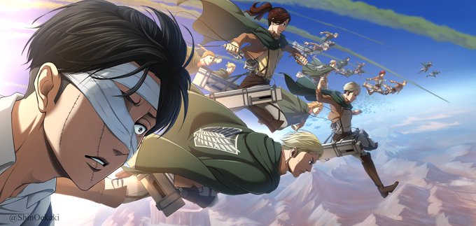 Shinちゃま Shinoekaki 果たされた約束 進撃の巨人 Attack On Titan リヴァイ兵長 その他調査兵団員の イラストです Nitter