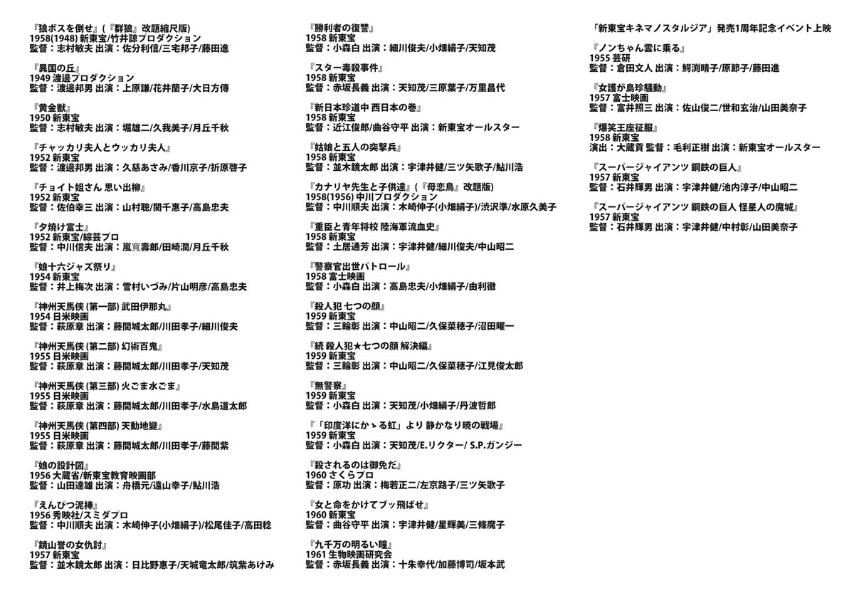下村 健 Shimo X2 シネマヴェーラ渋谷10 2 22 秋の新東宝祭り 上映ラインナップ発表 今回は期間中 新東宝キネマノスタルジア 発売1周年記念のイベントもあります イベント上映を含め全33作品を上映予定 タイムテーブルは近日中にシネマヴェーラhpに掲載