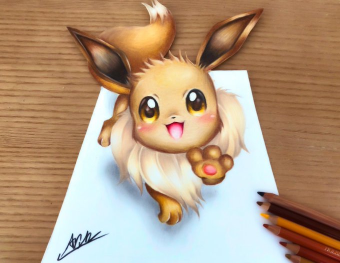 Aria Aririria Art イーブイズ 色鉛筆画 Nitter