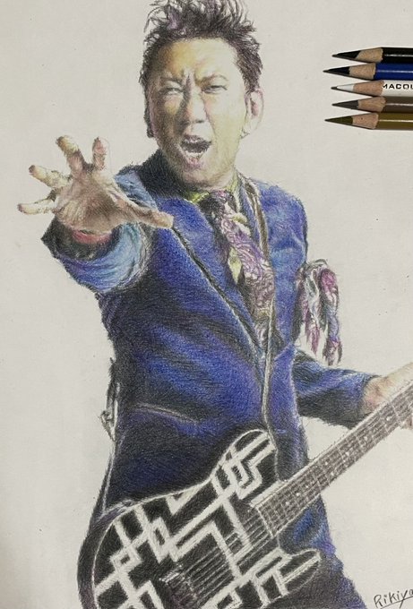 Rikiya Rikiya Hotei 40th Anniversary 布袋寅泰 さんを色鉛筆で 描きました ギター柄や細かいところが 大変だったけど 最高にロックな カッコいい 布袋さんに仕上がりました 色鉛筆画 ギタリズム Tomoyasuhotei Hotei