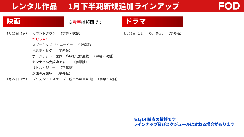 FOD最新情報