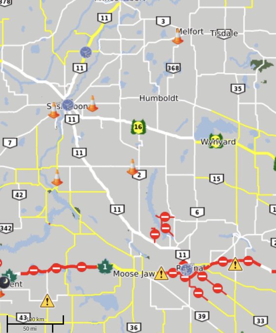 Saskatchewan Highway Hotline Map Laniganadvisor (@Laniganadvisor) | Nitter