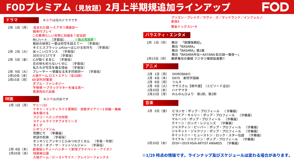 FOD最新情報