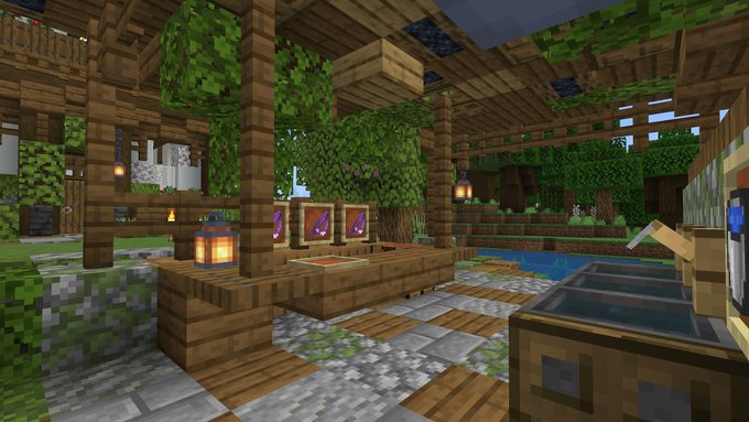 Komugi こむぎ Candy0505 Minecraft マイクラ マインクラフト Nintendoswitch サバイバル建築クラブ バニラ建築学部 むぎクラ Minecraft建築学部 隙間建築で 釣りができる場所を作ったよ 川が横にあるから釣り放題 W あんまりがっつり作らずに 風景