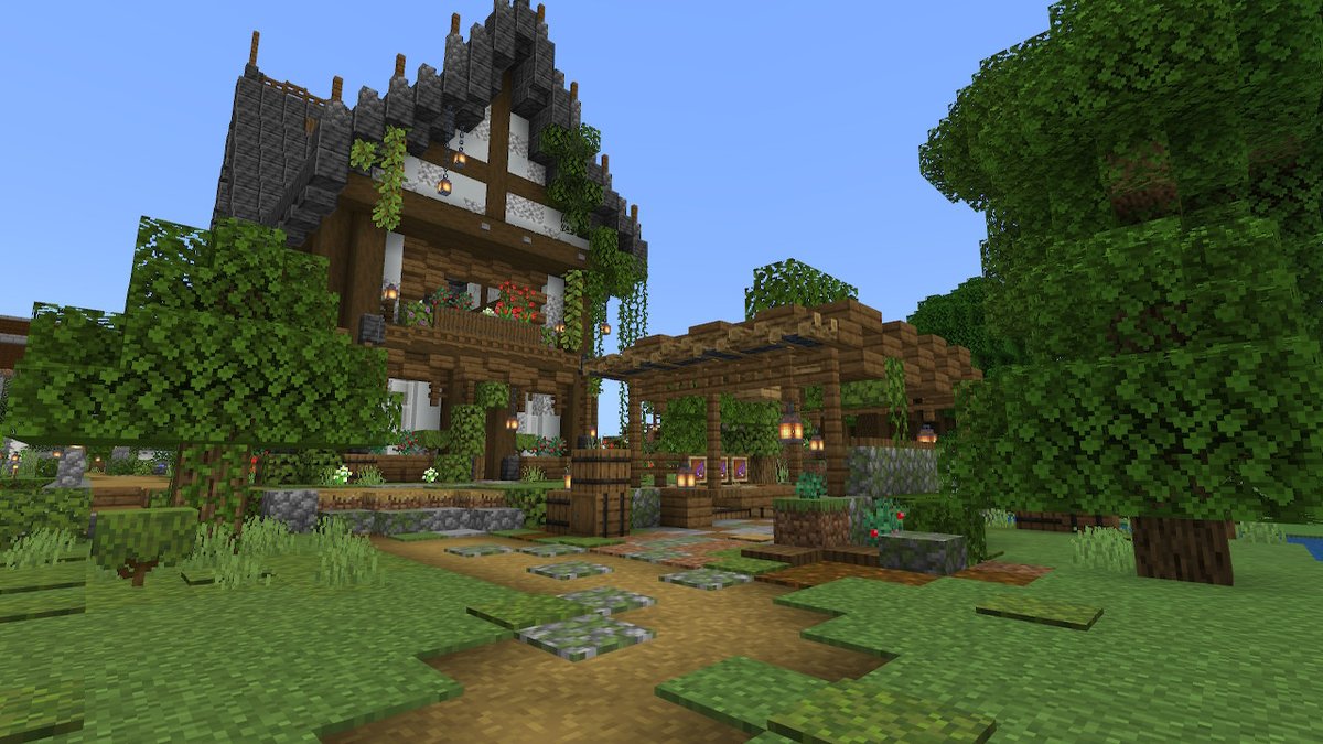 Komugi こむぎ Candy0505 Minecraft マイクラ マインクラフト Nintendoswitch サバイバル建築クラブ バニラ建築学部 むぎクラ Minecraft建築学部 隙間建築で 釣りができる場所を作ったよ 川が横にあるから釣り放題 W あんまり