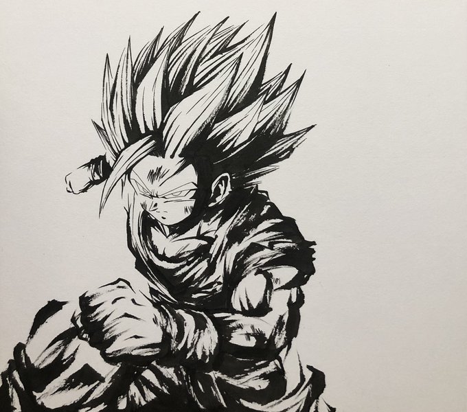 ごべ Goberunrun 閃光 ドラゴンボール 模写 イラスト 墨絵 Nitter