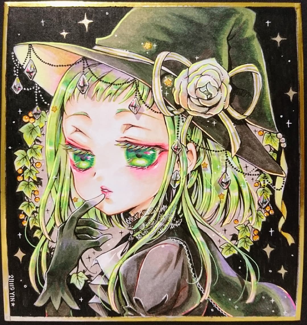 Yinhidaka Yinhidaka 黒い魔女 地縛少年花子くん 花子くん 七峰桜 Sakurananamine Nanaminesakura アナログ 手描き お絵かき 插畫 絵 色紙絵 イラスト らくがき Jshk Tbhk Toiletboundhanakokun Jibakushounenhanakokun 花子くんお絵描き 地