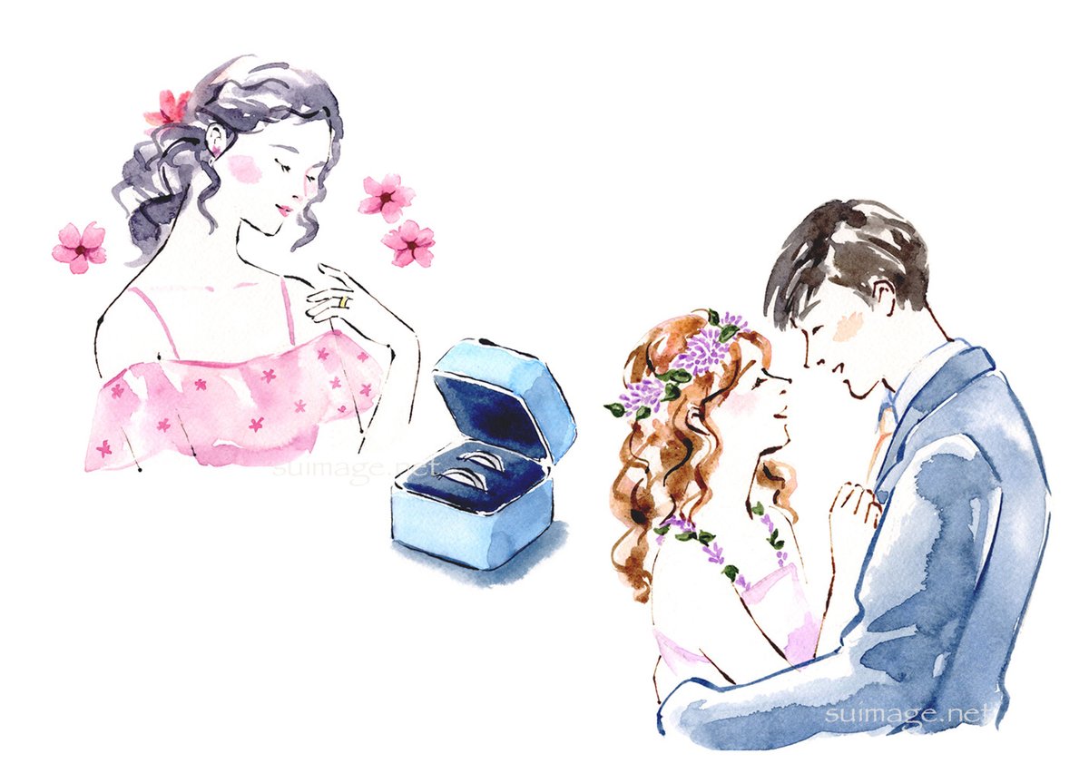 ササダテスイ イラストレーター 22年6月クリエポ J 07 Suimage Net 今日は 求婚の日 ということで ウェディングのイラストを 海外では 公開プロポーズ フラッシュモブ的なのも含め している人も多そうですが 日本人はオーソドックスに二人の時 という