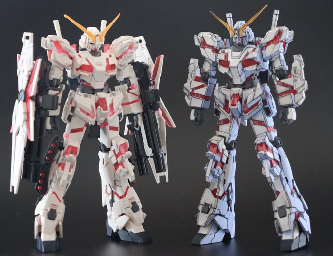 Bon Epoten2 Hguc 1 144 ユニコーンガンダムデストロイモード 完成しました 今回はガンプラ凄技テクニックを参考にイラスト風模型に挑戦しました 作ってみてわかりましたが やはりプロの方は凄いです ３枚目は簡単に組んだユニコーンと比較です ガンプラ