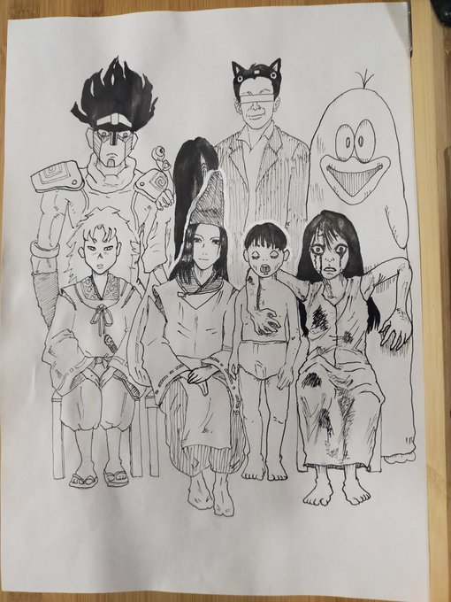 ゴン太 21gonta 今回のyoutube動画の為に描いた絵 ゴン太 絵 イラスト Illust Illustration Illustrations 漫画 Manga Picture Painted Drowing 描いてみた かいてみた パラサイト半地下の家族 呪怨 スタープラチナ おばけのq太郎 うしろの百太郎