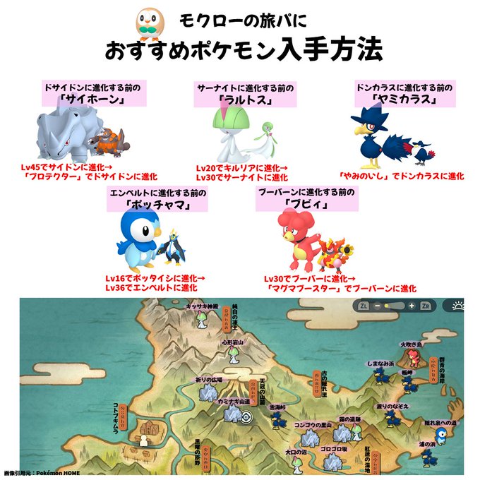 ポケモン攻略班 攻略大百科 Pokemonpedia 御三家別 旅パおすすめポケモン 選んだ御三家に合わせて おすすめの旅パ例を画像にまとめてみました あくまで一例なので 迷われた方は参考程度にご覧ください まずはヒノアラシを選んだ方向け リプ欄に続き