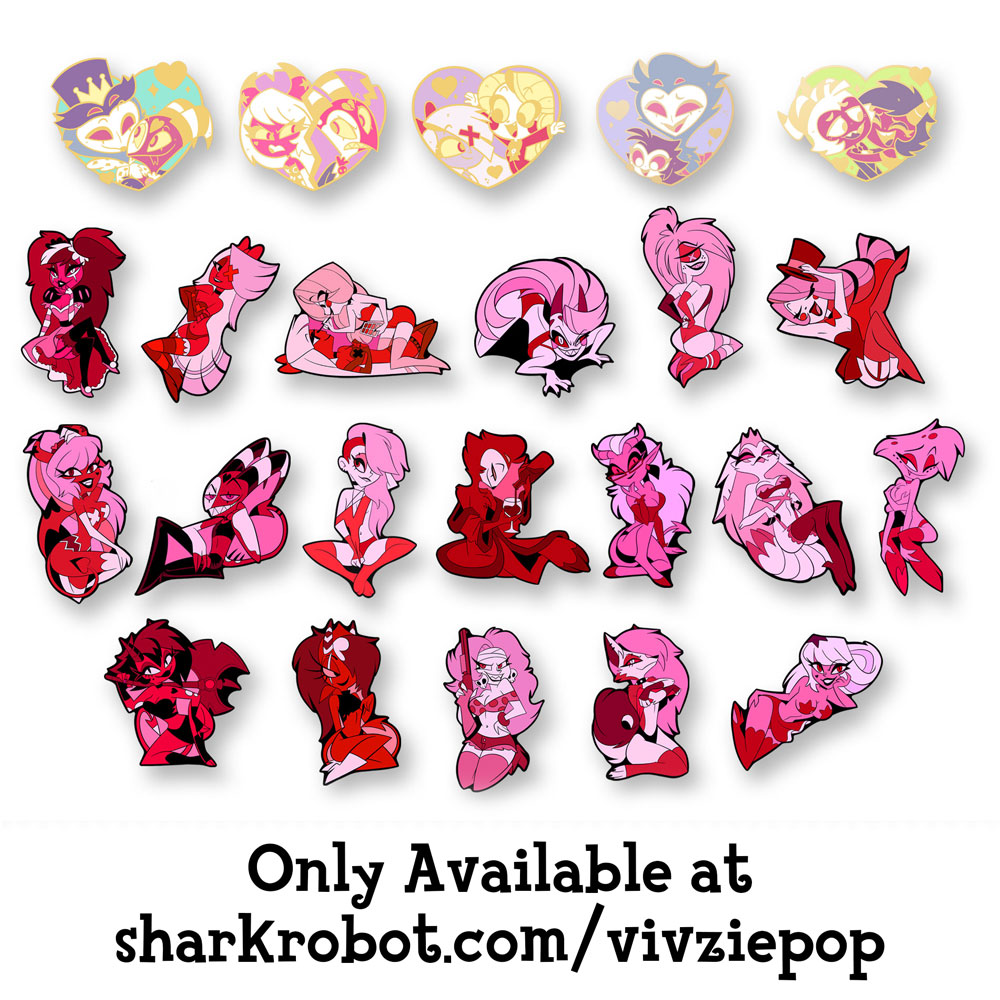 Hazbin Hotel + Helluva Boss UPDATES (@HELLAVERSE): "💖 2022 Valentines Pin  Drop IS LIVE & IN STOCK! ✨ Limited Edition, will NOT be restocked once SOLD  OUT!✨ ONLY Available at ⬇️ http://sharkrobot.com/vivziepop" | nitter
