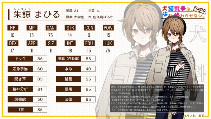 結崎有理 Yuriyuizaki 配信告知 これは 犬と猫による気品と誇りを賭けた壮絶な物語である クトゥルフ神話trpg 犬猫戦争は 終わらせない 作 弱小亭ろっしー様 日時 22 2 18 金 21 00開始 Kp 結崎有理 Pl Ho犬 佐久島ぽるか Ho猫