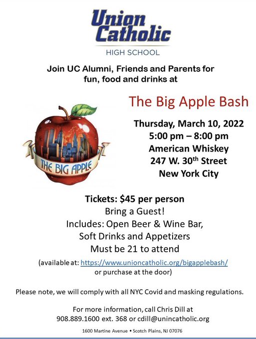 Union Catholic Sports Information Director Ucinfodirector Hey Everyone Union Catholic S Big Apple Bash Is Set For Next Thursday March 10 In New York City Tickets Are Available At The Door Or