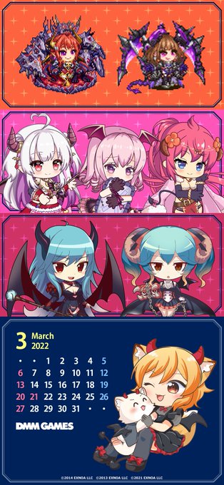 Dmm Games公式 多田野きつね Dmmolg Com ココン スマホ版 の壁紙は 悪魔な美少女たちがミニキャラクターになって 大集合です W Ps まさに 小悪魔な可愛さ 来月のカレンダーもお楽しみに 城プロre エンクリ 千年戦争アイギス