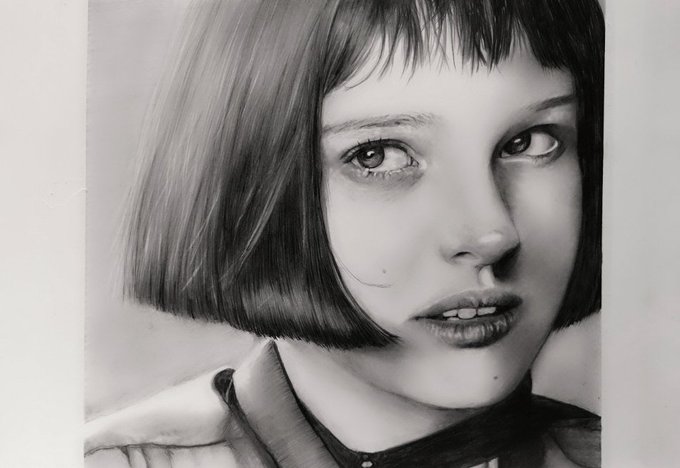 Rico Sepn50 鉛筆画 Pencildrawing マチルダ ナタリーポートマン 人物画 描いてみたかった1枚マチルダ 完成です 楽しくかけたので全体的に 良きでした Nitter