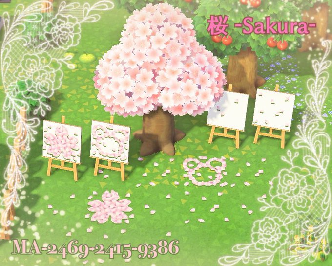 空花 Qooca Atsumori おかげさまで ミッキー型の花片 葉が好評を頂いており 嬉しく思います 新たに桜の花型の花片も描きました 来月の桜シーズンに向けて 島クリにご活用下さい こちらも反響あるようなら もっと色んなパターンを追加していく予定です