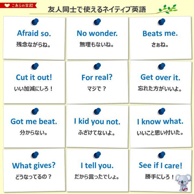 こあたん こあらの学校 Koalaenglish180 簡単な単語なのに間違えやすいネイティブ英語 Nitter