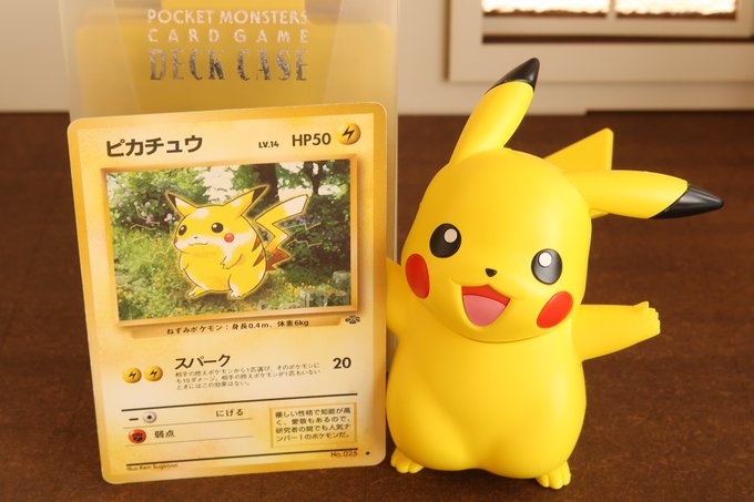 四月朔日 004 April 001 子供の頃に姉ちゃんその2が集めていた昔のポケモンカードのピカチュウ 最近のプラモのピカチュウ 夢の共演 昔の丸いピカチュウも可愛い 私はカードのルールはわからなくて 絵を見て楽しんでいました ランドセルにピカチュウの