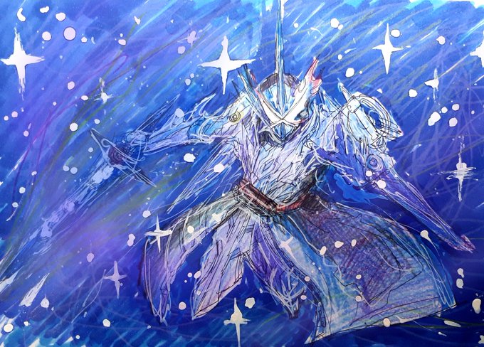 メタリナス Metal Jumper513 聖刃抜刀 以前に色鉛筆とマーカーペンで描いたクロスセイバー クリムゾンセイバー フィーチャリングセイバーです 仮面ライダーセイバー イラスト Nitter