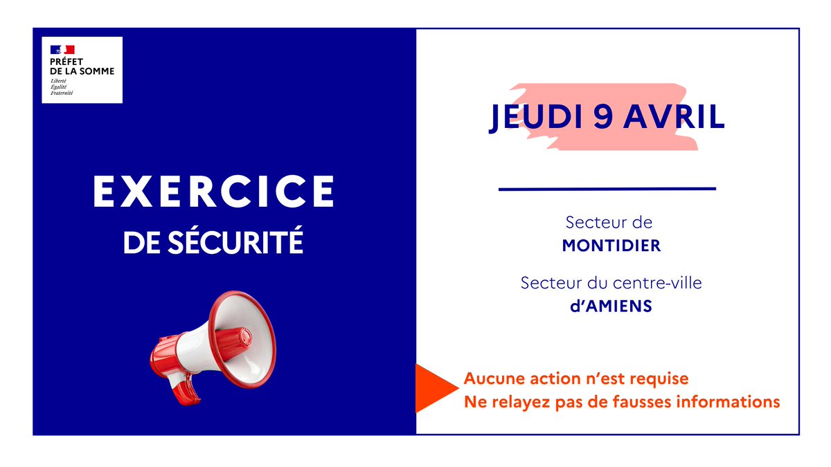 Exercice scolaire dans Amiens et Montdidier : aucune action requise