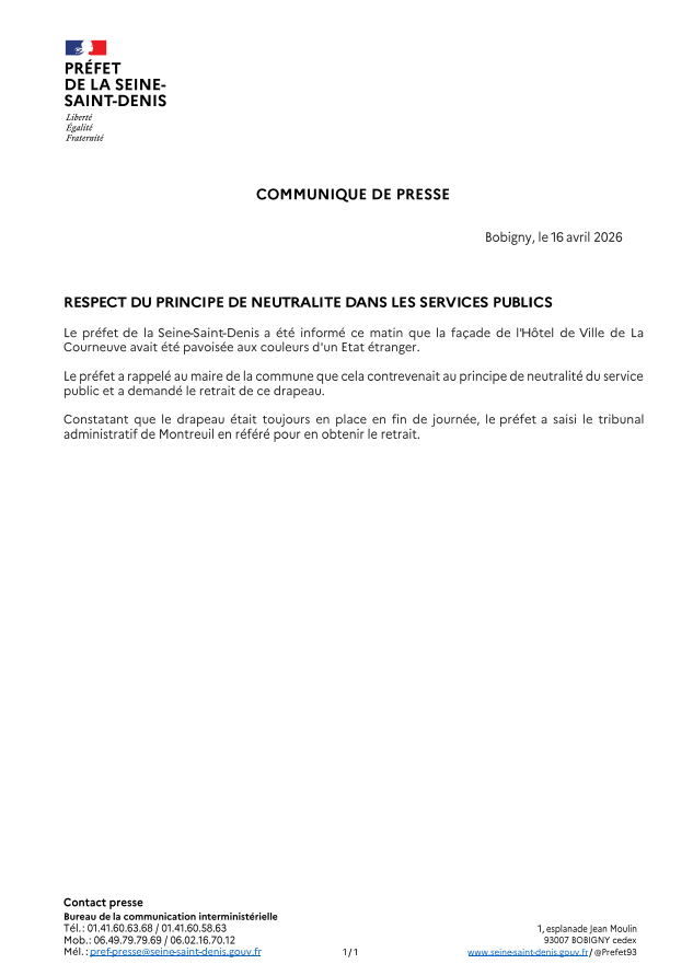 Préfet de Seine-Saint-Denis: respect du principe de neutralité