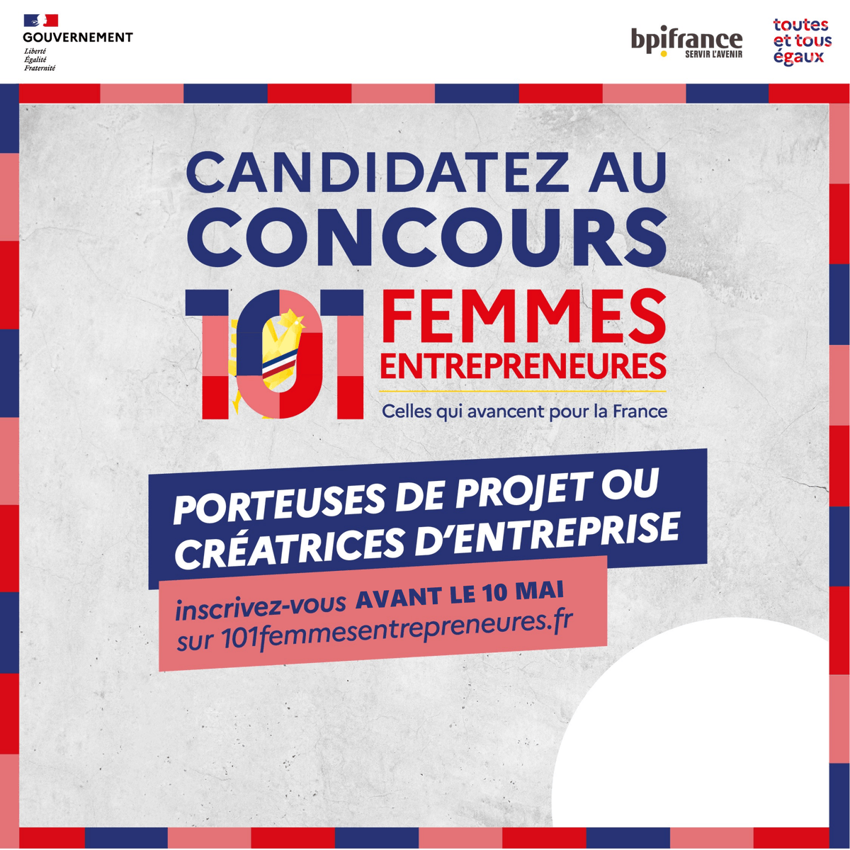 Concours '101 Femmes Entrepreneures' - Départements de France