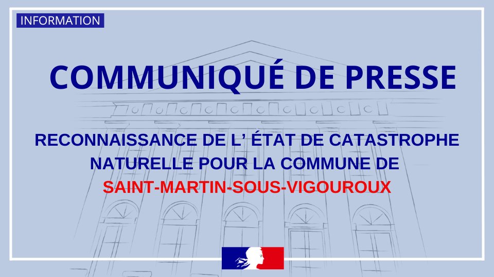 Reconnaissance de l'état de catastrophe naturelle pour Saint-Martin-sous-Vigouroux