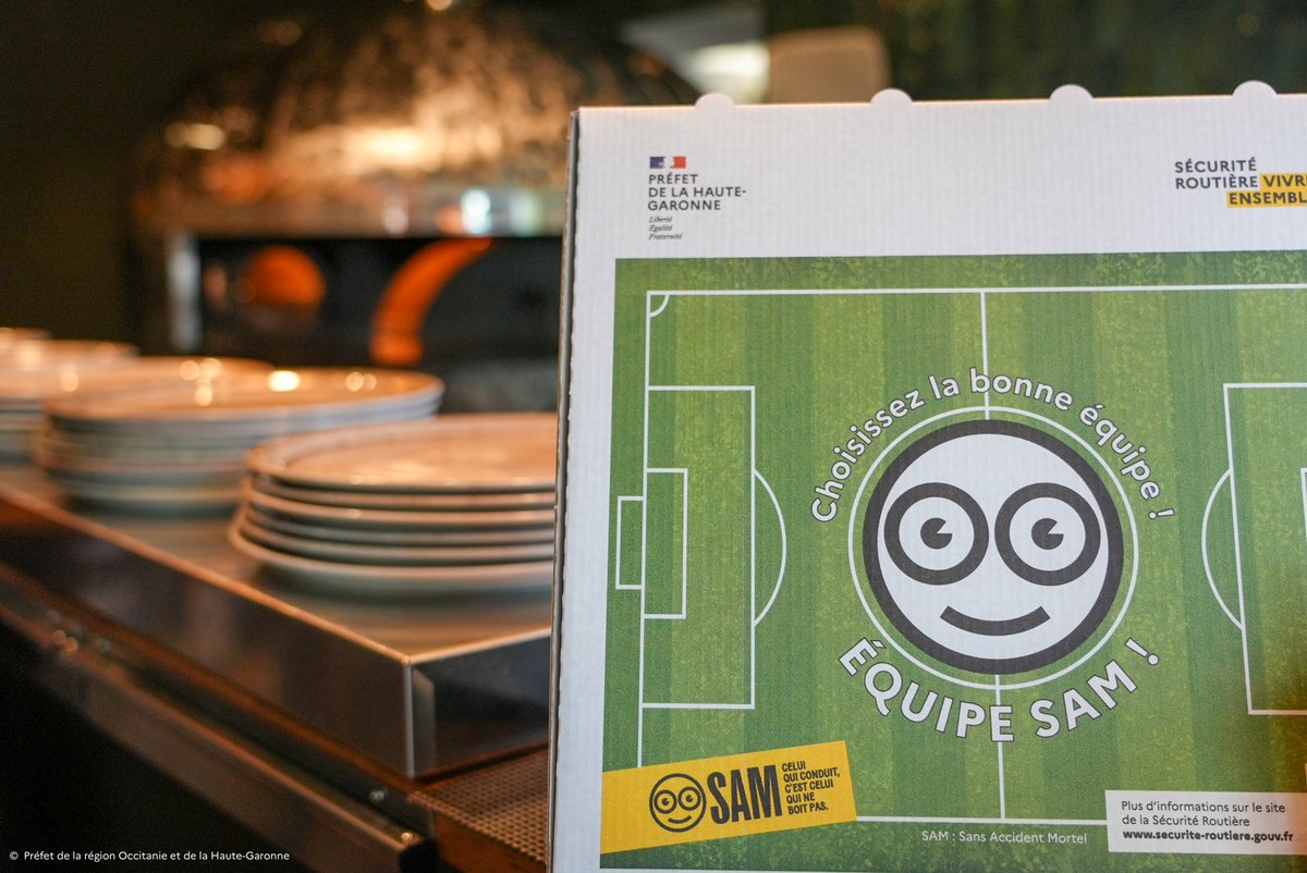 Distribution de boîtes à pizza SAM pour la sécurité routière Haute-Garonne
