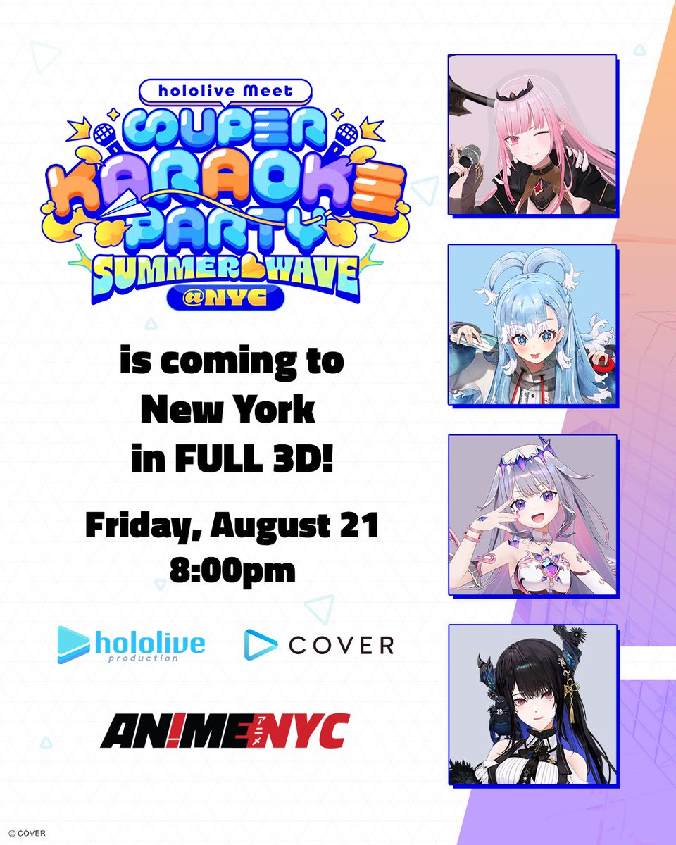 ☆♪!! big news !!☆♪

excited to finally announce we’re coming to the east coast for super karaoke at anime nyc!  ☻
and this time we’re doing a full 3D live singing event with an extra special summer theme.

let’s turn up the heat, skeletons!? 骨♡