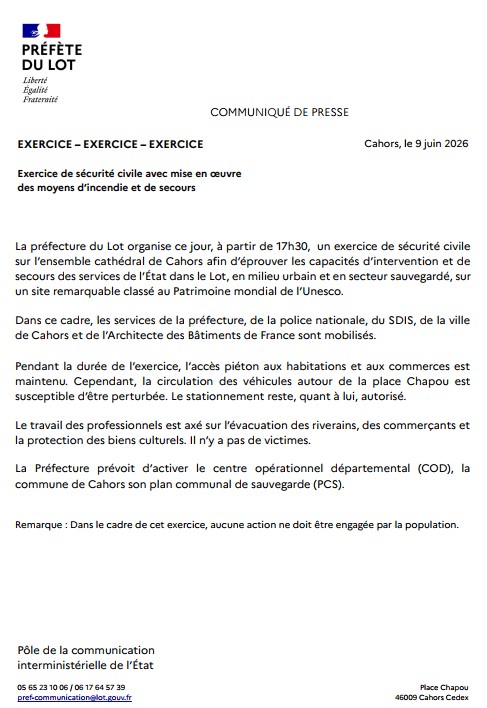 Exercice de sécurité civile quartier cathédrale Cahors