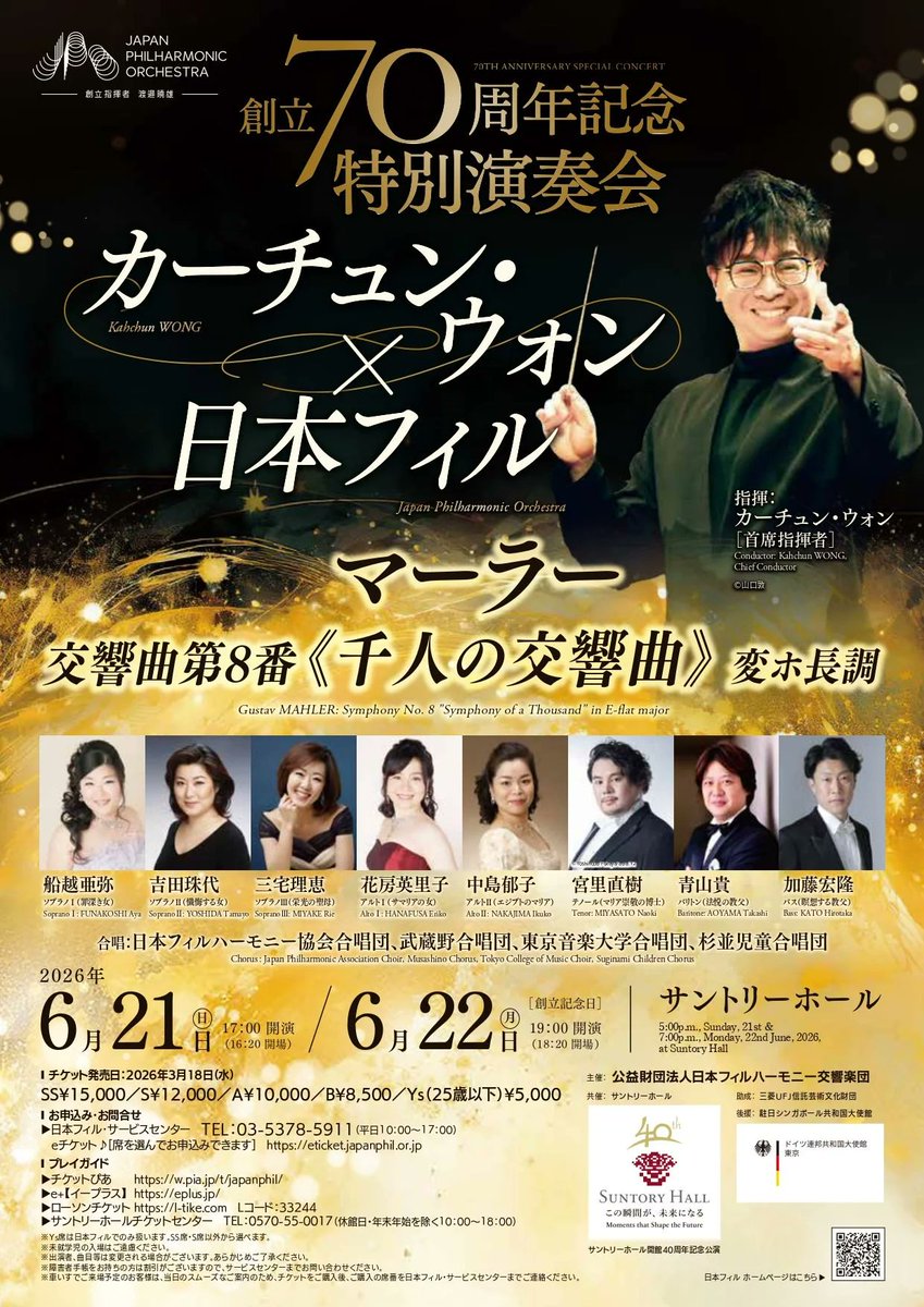 日本フィル創立70周年記念特別演奏会2日目開催情報