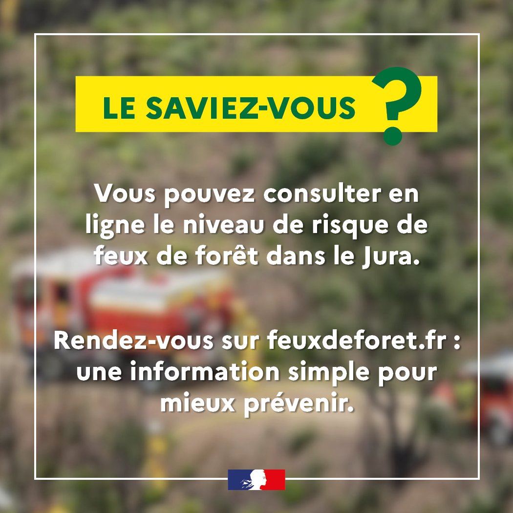 Niveau de risque de feux de forêt dans le Jura