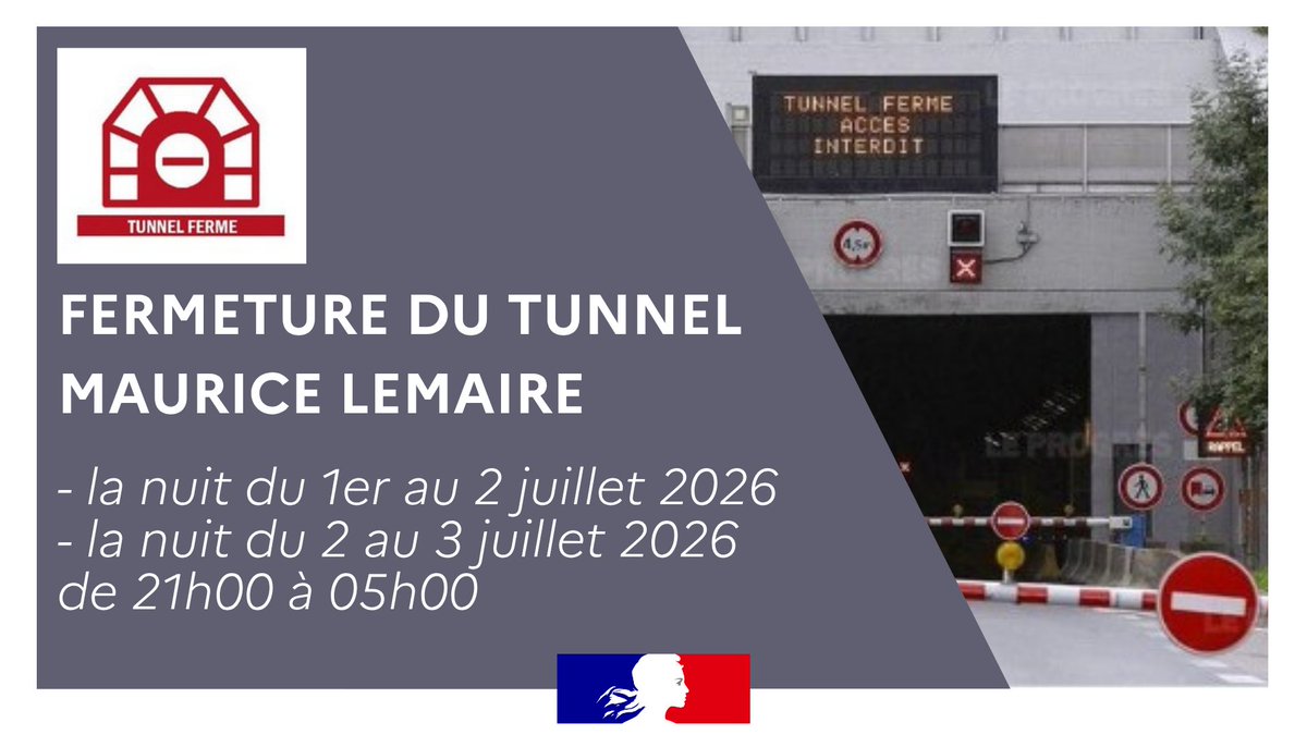 Fermeture nocturne du tunnel Maurice Lemaire RN159 Vosges