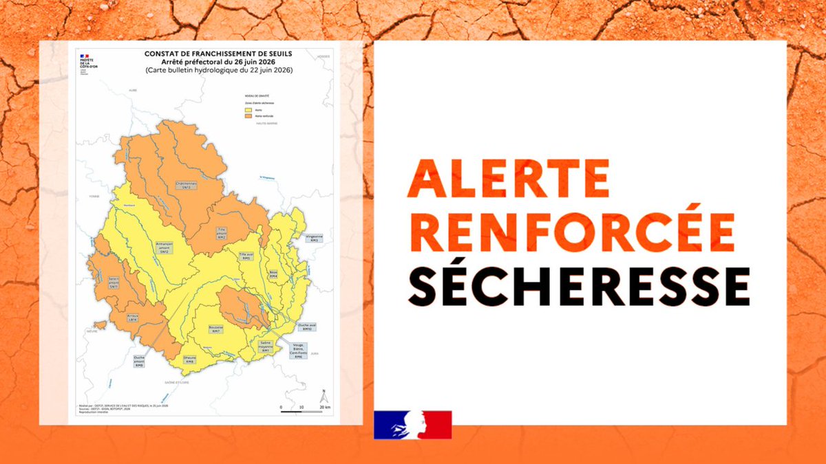 Renforcement des restrictions des usages de l'eau en Côte-d'Or