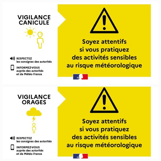 #FortesChaleurs #MÉTÉO83 | Ce vendredi 10 juillet dans le #Var : 🟡 Vigilance JAUNE #canicule, avec des températures qui restent élevées : jusqu'à 32° sur le littoral et 34° dans les terres. 🟡 Vigilance JAUNE orages à partir de 14h jusqu'en soirée. Ils con