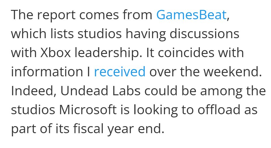 Undead Labs podría estar en la lista de estudios que Microsoft planea vender