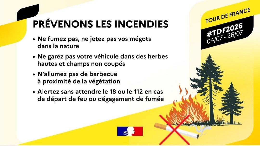 Prévention des incendies pendant le Tour de France 2026
