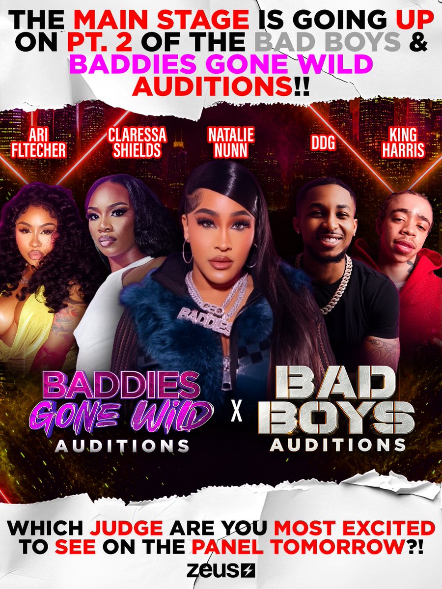 Ayyee!! 🤪 The MAIN STAGE is up next on Pt. 2 of the #BadBoys & #BaddiesGoneWild AUDITIONS!! 🙌🏾 Crash the comments & let us know which JUDGE you’re most EXCITED to see on the panel TOMORROW!! 👀🔥