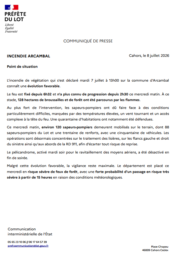 Incendie à Arcambal