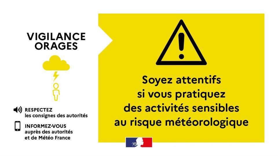 Vigilance jaune orages dans l'Aude du 24 au 25 juillet