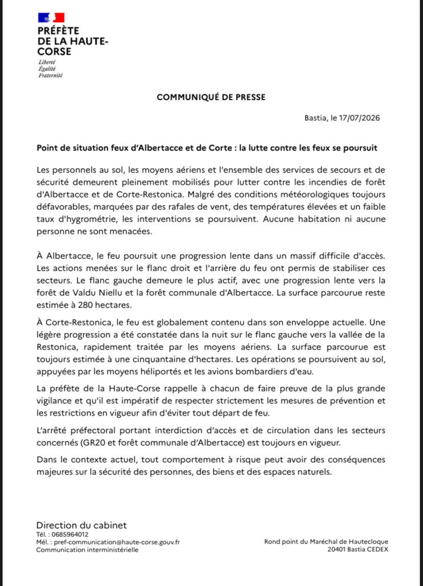 Incendies Albertacce et Corte
