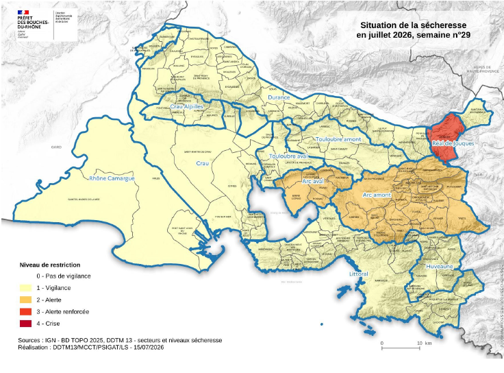 Sécheresse secteur Réal de Jouques alerte renforcée