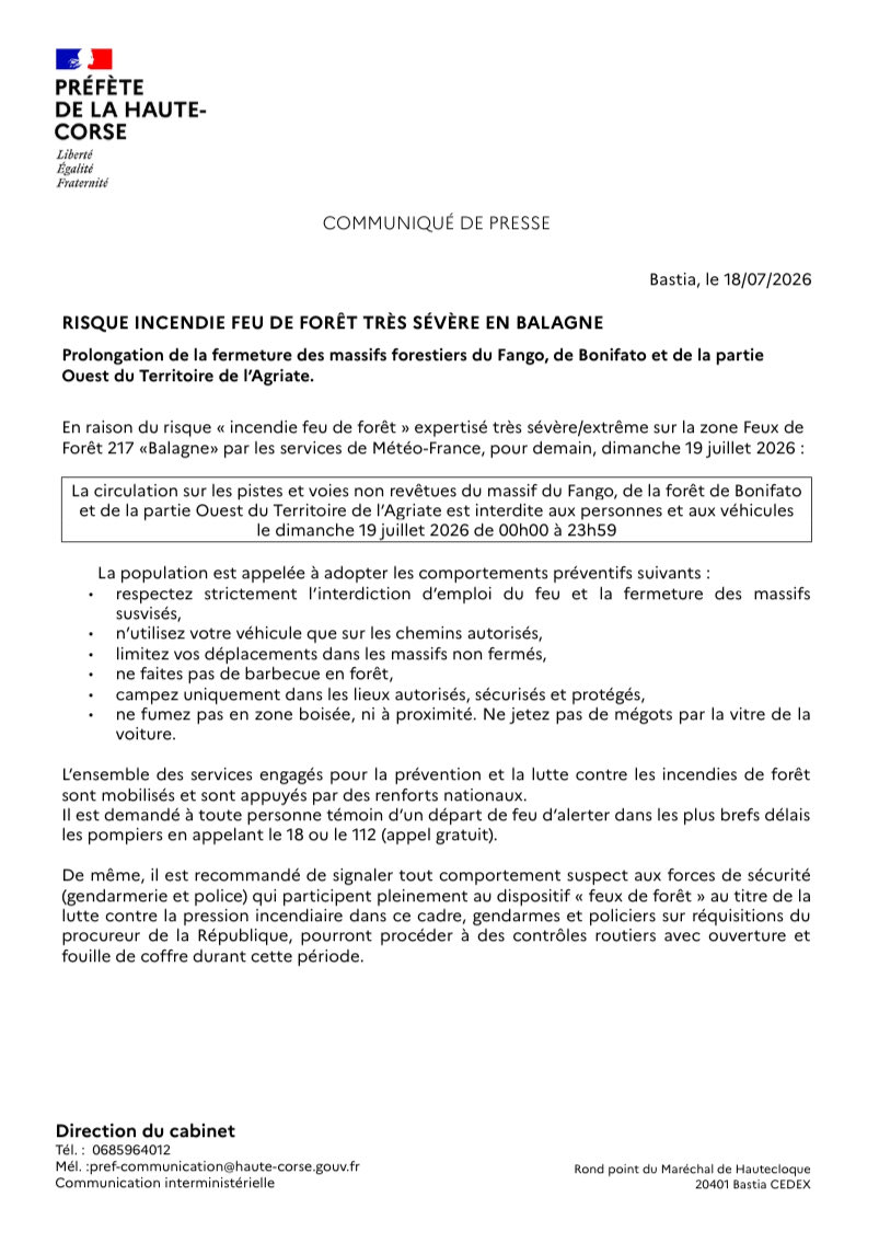 Fermeture de massifs en Corse-du-Sud