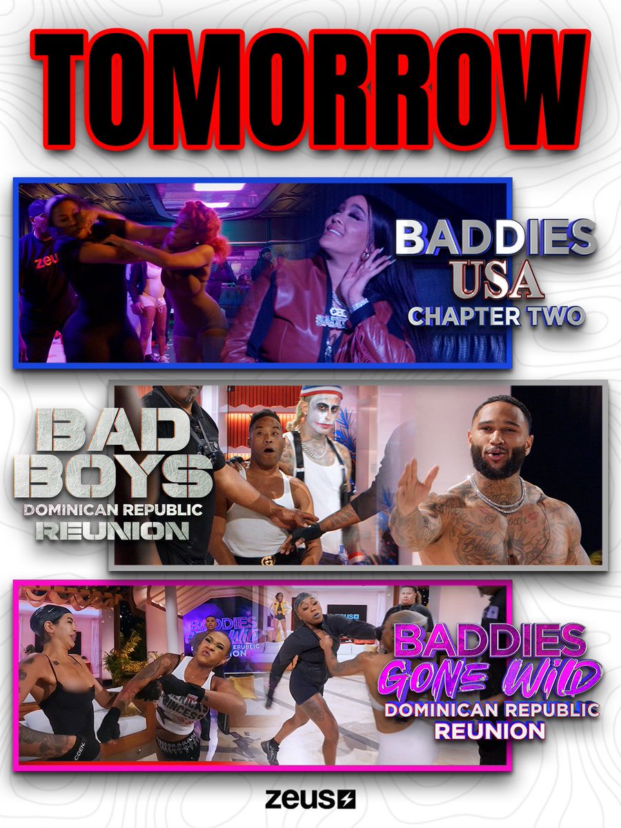 Ayyyeee, TOMORROW!!! 🔥 We got #BaddiesUSAChapterTWO NEW EPISODE 🇺🇸, #BadBoysDominicanRepublic REUNION PT. 3 😈 & the PREMIERE of the #BaddiesGoneWildDominicanRepublic REUNION!! 🤪 Who’s ready to TUNE IN?! 🤔 Drop the show emoji you’re excited for 👇🏾