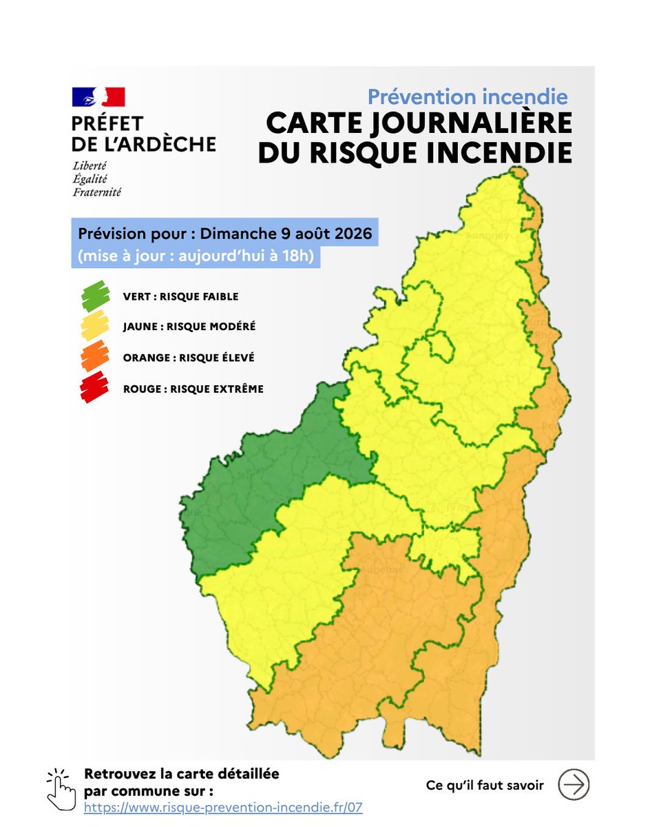 Niveau de risque incendie pour le 9 août en Ardèche