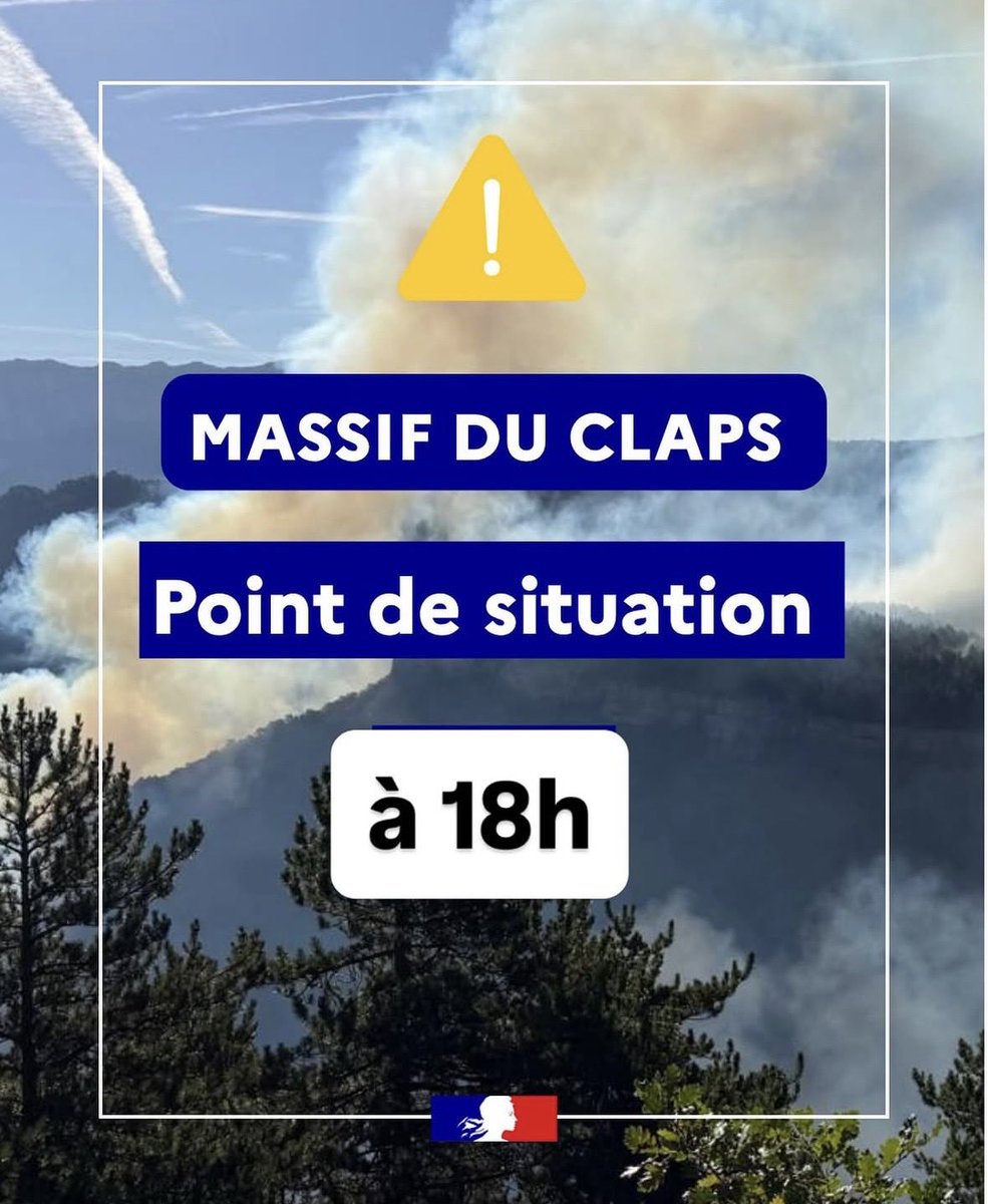 Incendie du massif du Claps à Bellegarde-en-Diois – Situation à 18h