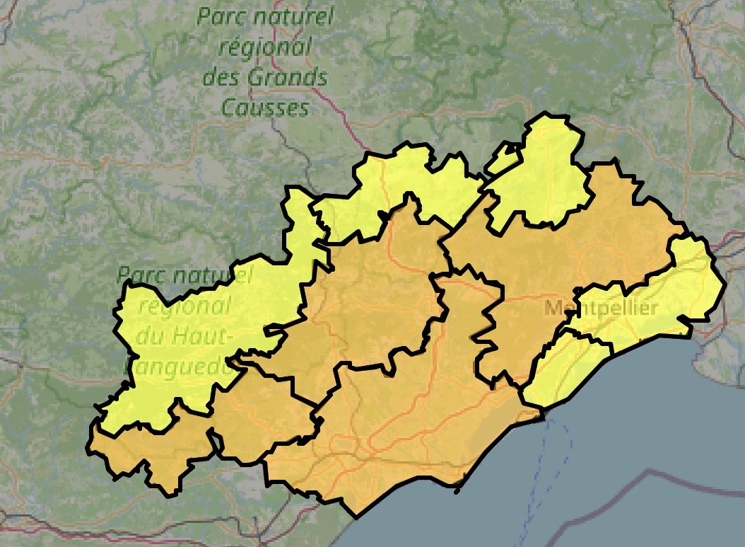 Risque incendie élevé dans 4 secteurs de l'Hérault le 10 août