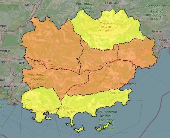 Risque incendie sévère dans cinq massifs du Var